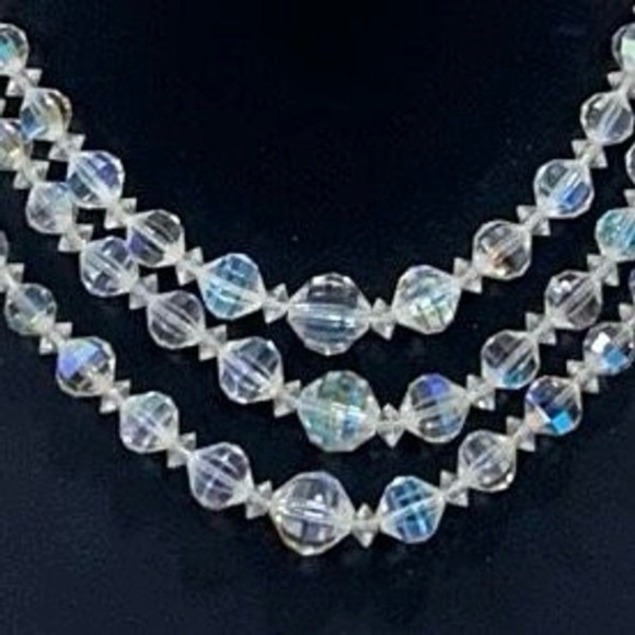 Vintage Laguna Layered Necklace 14"-16” 3” ext. AB
Aurora Borealis Triple Strand - Picture 5 of 9